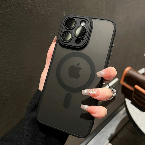 Luxury Matte Armor For Magsafe Magnetic Wireless Charging Case For iPhone