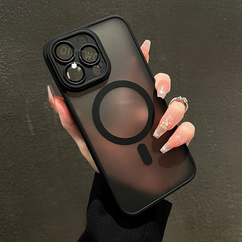 Luxury Matte Armor For Magsafe Magnetic Wireless Charging Case For iPhone